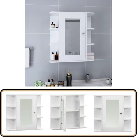 Bad-Spiegelschrank Weiß 66x17x63 cm MDF - Spiegelschrank - Badspiegel - Badezimmermöbel - Aufbewahrung Im Bad - Schreibtischorganizer