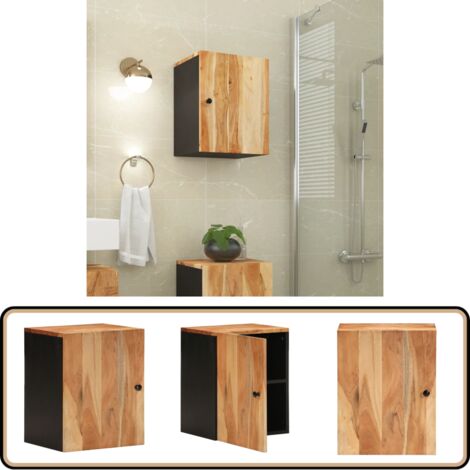Bad-Wandschrank 38x33x48 cm Massivholz Akazie - Badezimmermöbel - Hängeschrank - Badschrank - Wandschrank - Akazienholzmöbel