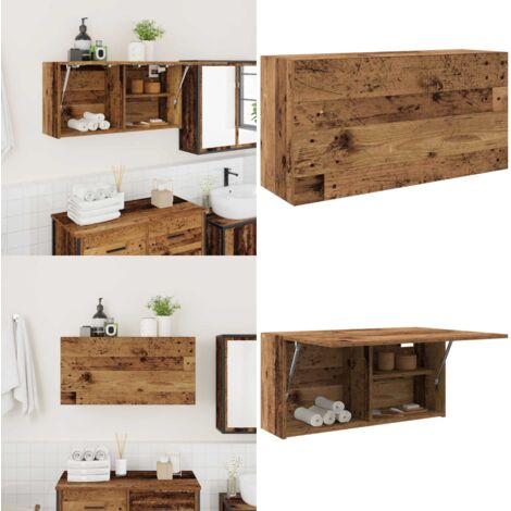 Bad-Wandschrank Altholz-Optik 80x25x40 cm Holzwerkstoff - Holzwerkstoff Schrank - Altholz Optik