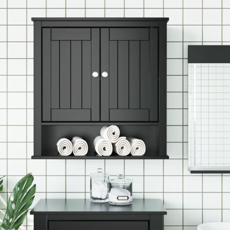 Bad-Wandschrank BERG Schwarz 69,5x27x71,5 cm Massivholz vidaXL76847