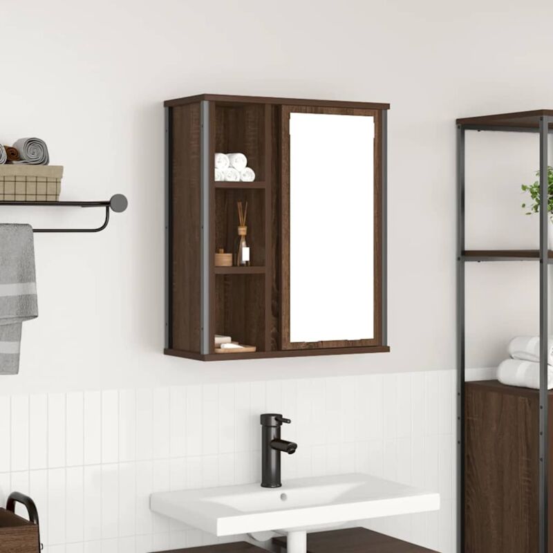 Bad-wandschrank Mit Spiegel Braun Eichen-optik 50x21x60 Cm Vidaxl