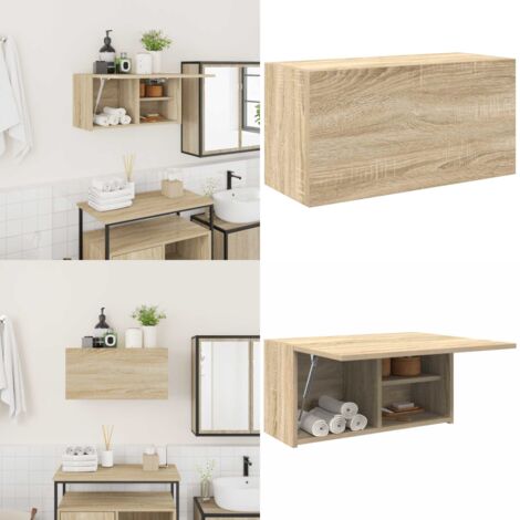 Bad-Wandschrank Sonoma-Eiche 60x25x30 cm Holzwerkstoff - Holzschrank - Wandregal