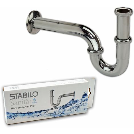 STABILO-SANITAER Bad Waschbecken Siphon 1 1/4 Zoll x 32 mm Röhrensiphon verchromt