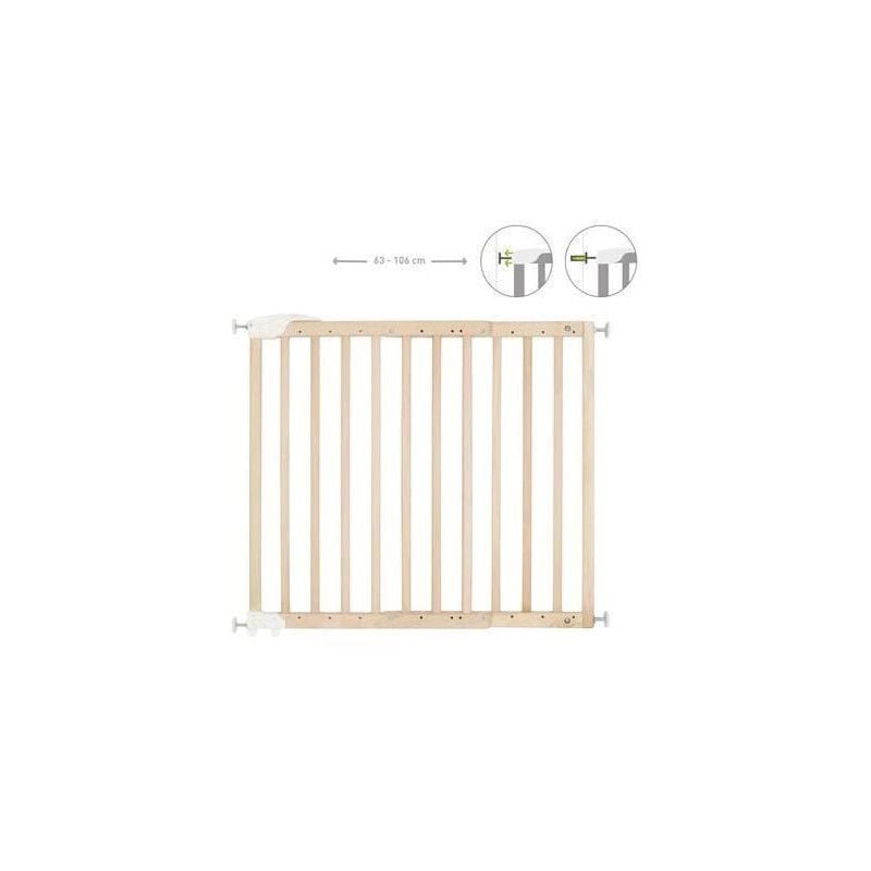 Badabulle - Deco Pop Bois Barriere de Securite Extensible Fixation Pression + Vis 63,5 - 106cm