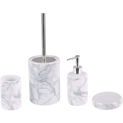 Badaccessoires Set 4-teilig ARAUCO Keramik Weißer Marmor