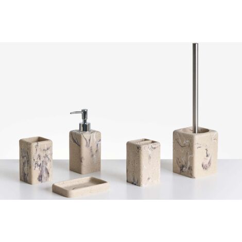 Badaccessoires Set 5-teilig VILCANOTA Beiger Marmor
