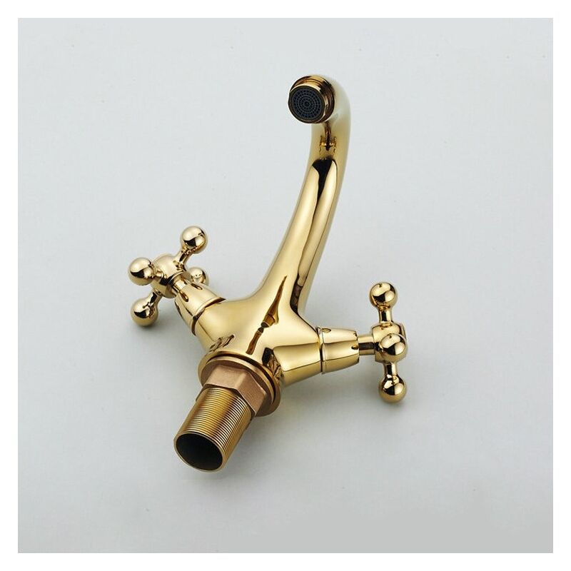 Badarmatur Farbe Gold mit zwei Hebeln, Ausführung in Messing, modernes