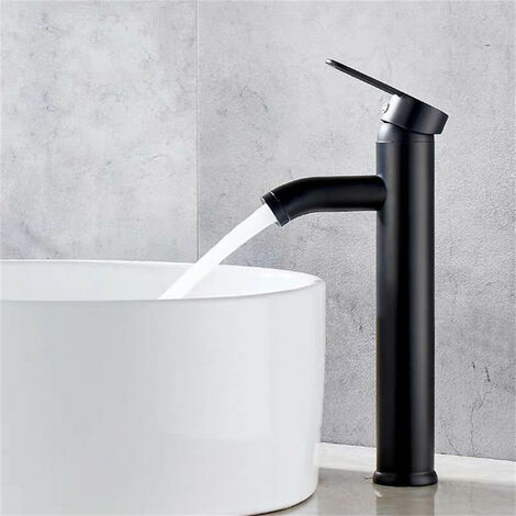 Badarmatur, Waschtischarmatur, hochwertige Wasserhahn, Badarmatur, verschleißfest, geeignet für einen Innendurchmesser von 32mm bis 42mm, Schwarz, hoher Stil, 295MM