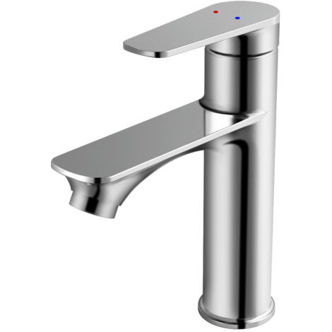 Badarmatur, wassersparend, Einhebelmischer für Badezimmer mit Auslaufhöhe 118 mm, Chrom