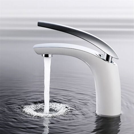 Badarmatur Weiß Waschtischarmatur Waschbeckenarmatur Wasserhahn Bad Mischbatterie Bad Armatur Einhebelmischer für Badzimmer Weiß