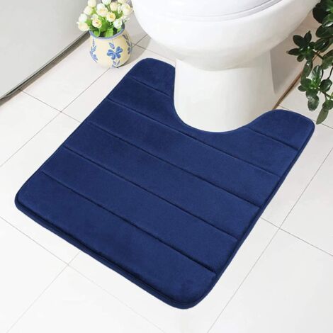 Badematte aus Memory-Schaum (Marineblau, 50 x 60 cm) – rutschfeste Unterseite – weich – wasserabsorbierend – für Toilette und Badezimmer, Memory-Schaum