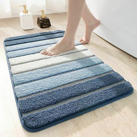 Badematte, blau, Badematte, Badezimmermatte, saugfähig, rutschfest, waschbar, Duschbodenmatte, Teppich, 50 cm x 80 cm