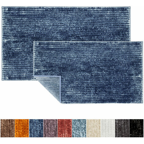 Badematte Coral Chenille-Struktur Hellblau 50 x 80 cm - Hellblau