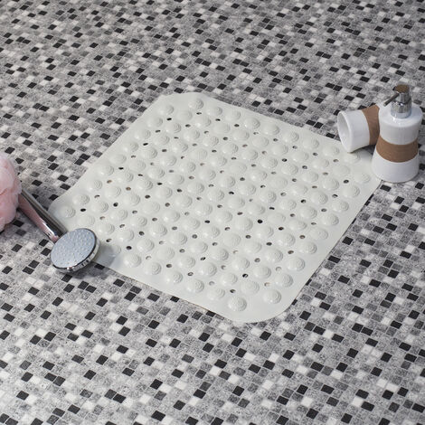 Badematte Duschmatte Rutschfest Badewannenmatte für Badezimmer Dusche Anti-Rutsch 50 x 50 cm Weiß