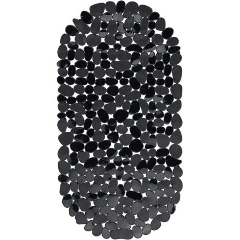 Badematte in Steinoptik, rutschfest mit Saugnäpfen, waschbar, Maße: 36 x 68 cm, schwarz