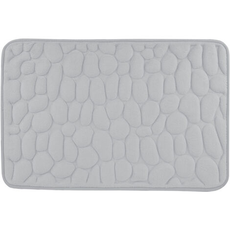 Badematte Memoryschaum Badteppich Saugfähige Badvorleger Badezimmerteppich Duschmatte Deko Fussmatte rutschfeste Matte für Badezimmer Wohnzimmer 40×60cm, Hellgrau