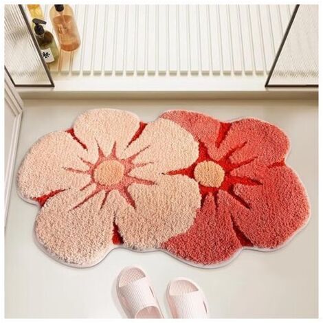 Badematte, niedlicher Badezimmerteppich mit Blumenmuster, dick, weich, saugfähig, schnelltrocknend, rutschfest