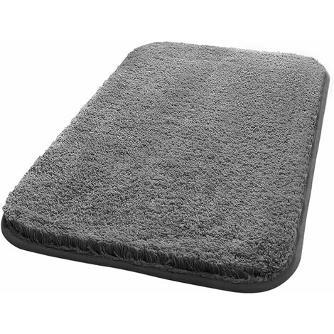 Badematte, saugfähig, rutschfest, extra dick, Badezimmer, Dusche, Bodenmatte, Chenille, maschinenwaschbar (Grau, 40 x 60cm)