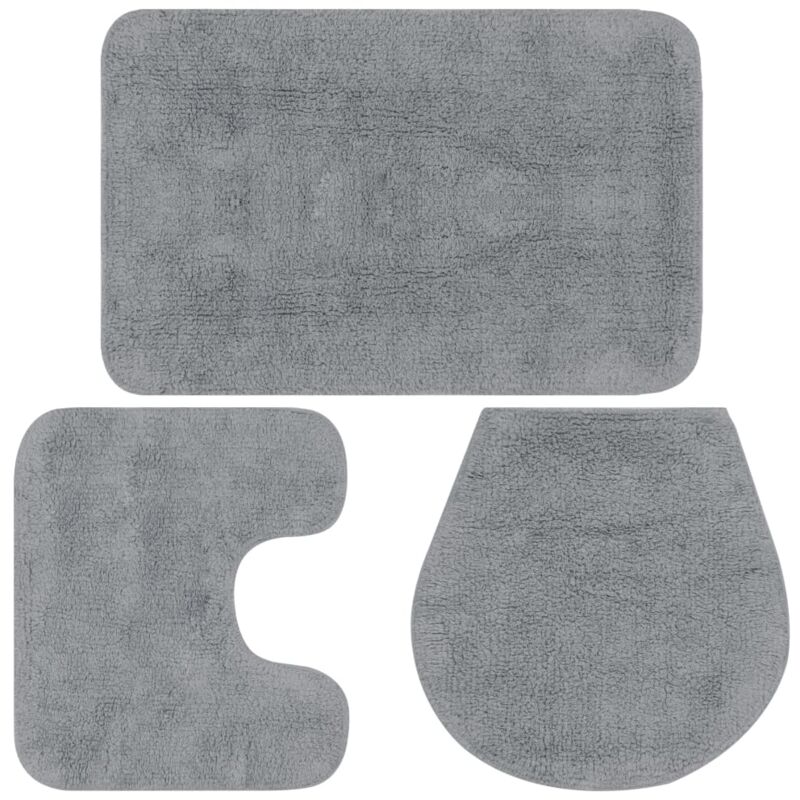 Badematten-set 3-tlg. Stoff Grau Vidaxl