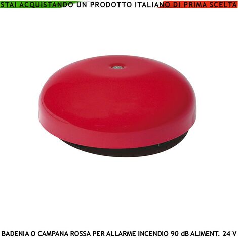 SIRENA ELETTRONICA LAMPEGGIANTE ROSSA ESTERNA SEGNALA ALLARME INCENDIO  BATTERIA 12 V 1,2 AH ALIMENTATA 24 VCC SOTTOCOPERCHIO ANTISCHIUMA