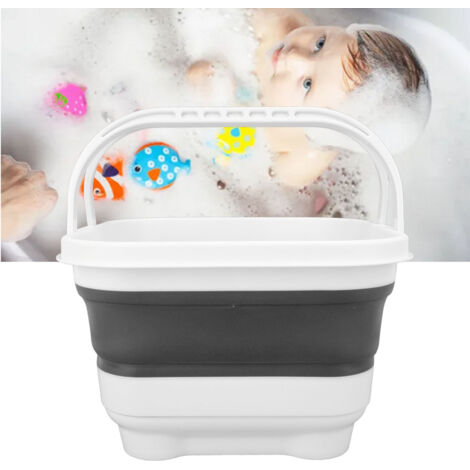Badespielzeughalter mit abnehmbarem Boden, leichtem Wasserablauf und Trocknung, großem Fassungsvermögen, niedlicher, faltbarer Behälter zur Aufbewahrung von Spielzeug und Handtüchern, weiß/schwarz, PP