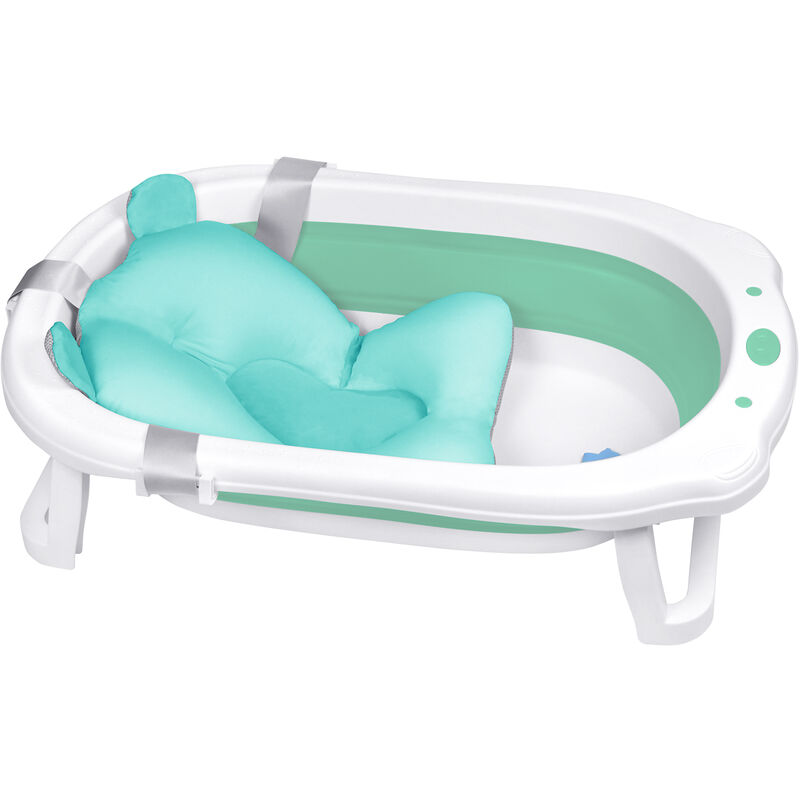 Hengmei - Babybadewannen Badewanne Faltbare mit Abnehmbarem Kissen Grün Platzsparend Utschfest Kunststoffbadewanne Reisebadewanne Klappbadewanne