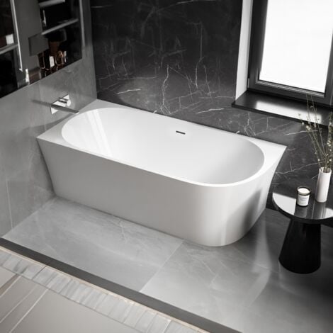 Badewanne freistehend Bernstein NOVA CORNER Acryl Weiß glänzend 170x78cm Einbau links Raumsparbadewanne