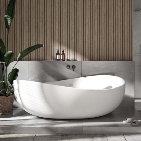 Badewanne freistehend Bernstein WAVE Acryl Weiß matt 180x110x62cm