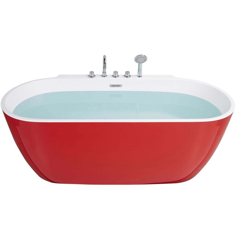 Beliani Freistehende Badewanne Rotso 170 X 80 Cm Rot