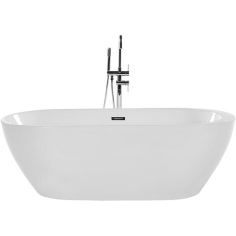 Badewanne Weiß Acryl 160 x 75 cm Oval Freistehend Badezimmer