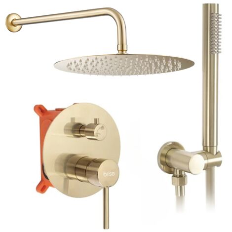 Badewannen-Brausebatterie, Wandmontage, Unterputz, Dusche, Regendusche, Gold