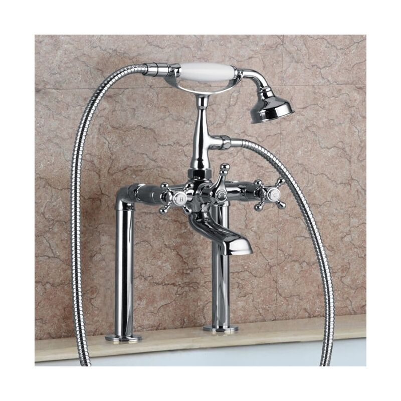 Badewannenarmatur im klassischen Stil in Chrom aus massivem Messing