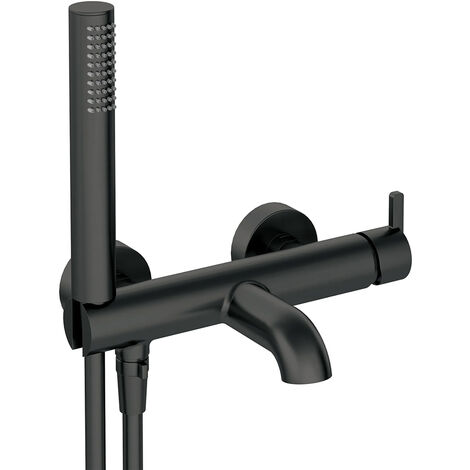 Badewannenarmatur mit Duschset, schwarz, SILIA-30