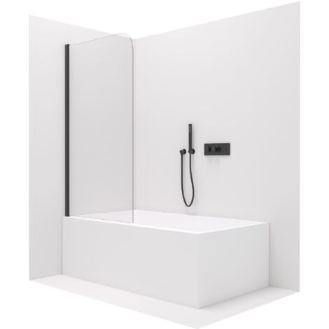 Badewannenaufsatz Duschwand Schwarz Matt 80x140 oder 100x140:80x140 cm