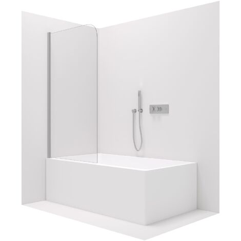 Badewannenaufsatz Glas Duschwand Chrom 80x140 oder 100x140:100x140 cm