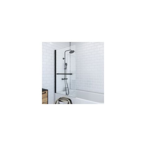 Badewannenfaltwand Marwell Sepino 1-flügelig 85 x 150 cm in schwarz - Badewannenaufsatz - Duschwand Badewanne