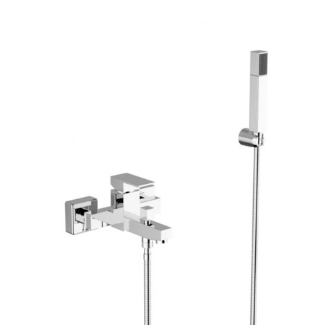 Badewannenmischer mit -Duschset aus verchromtem Messing - Teorema Pillar