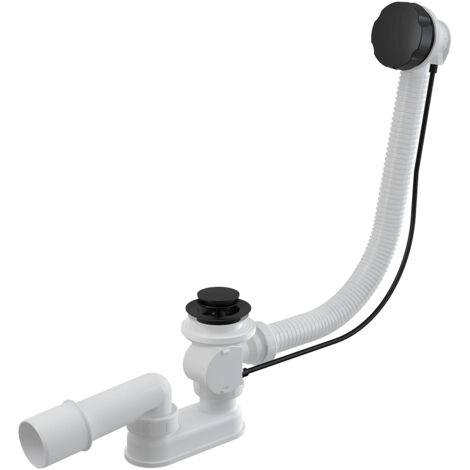 Badewannensiphon mit Überlauf, schwarz