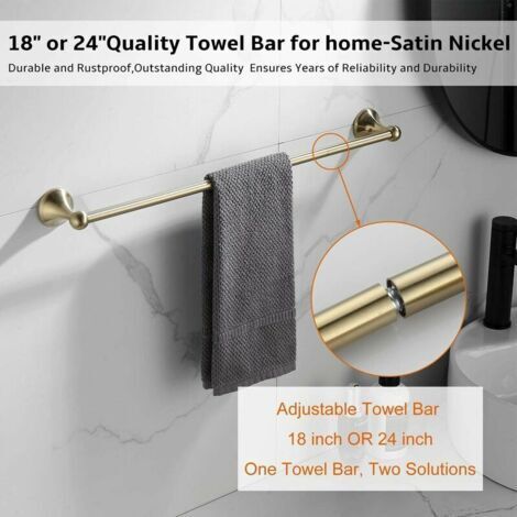 Badezimmer-Accessoire-Set, gebürstetes Nickel, verstellbarer und ausziehbarer Handtuchhalter, 4-teiliges Badezimmer-Hardware-Set, Wandmontage