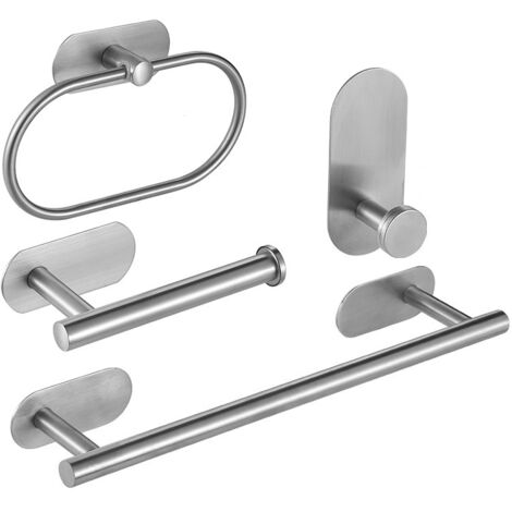 Badezimmer-Accessoires-Set aus Edelstahl: Handtuchring, Handtuchhalter, Handtuchstange, Badehandtuchhalter und Toilettenpapierhalter