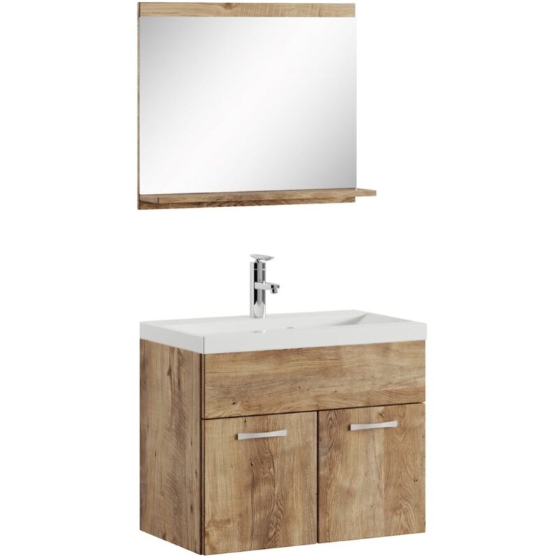 Badplaats Badezimmer Badmöbel-set Montreal 02 60cm Waschbecken Eiche Kasta