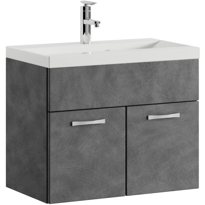 Badplaats - Badezimmer Badmöbel-set Montreal 01 60cm Waschbecken Dunkelgrau
