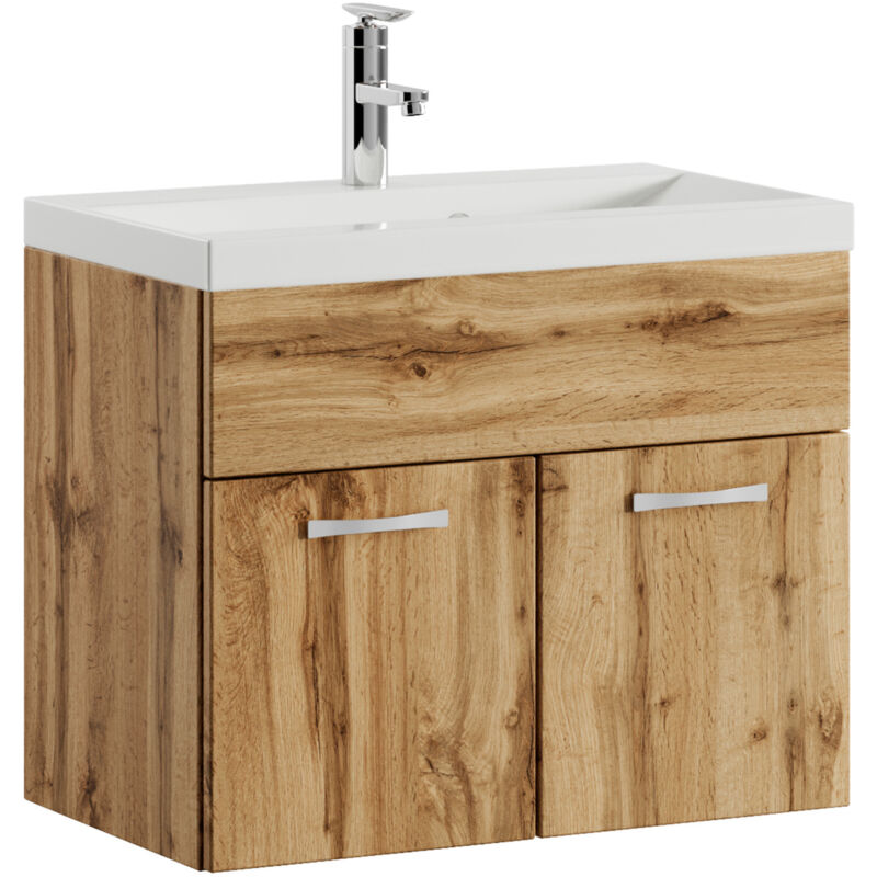 Badplaats - Badezimmer Badmöbel-set Montreal 01 60cm Waschbecken Eiche - Unt