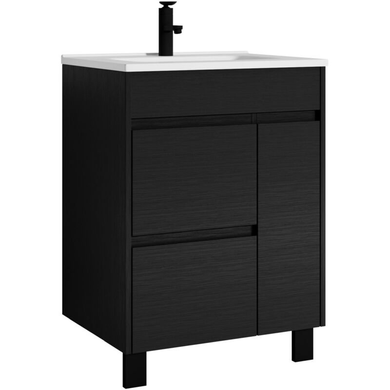 Badplaats Badezimmer Badmöbel-set Salzburg 60cm Schwarz Holz - Unterschran