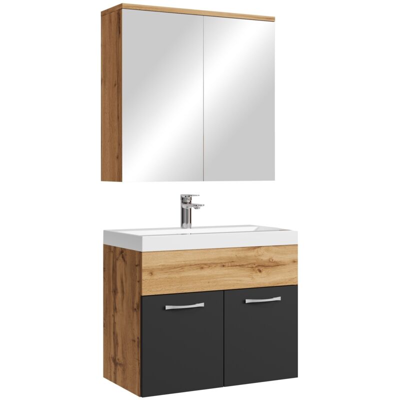Badplaats - Badezimmer Badmöbel-set Montreal 01 Mit Spiegelschrank 60cm Wasc