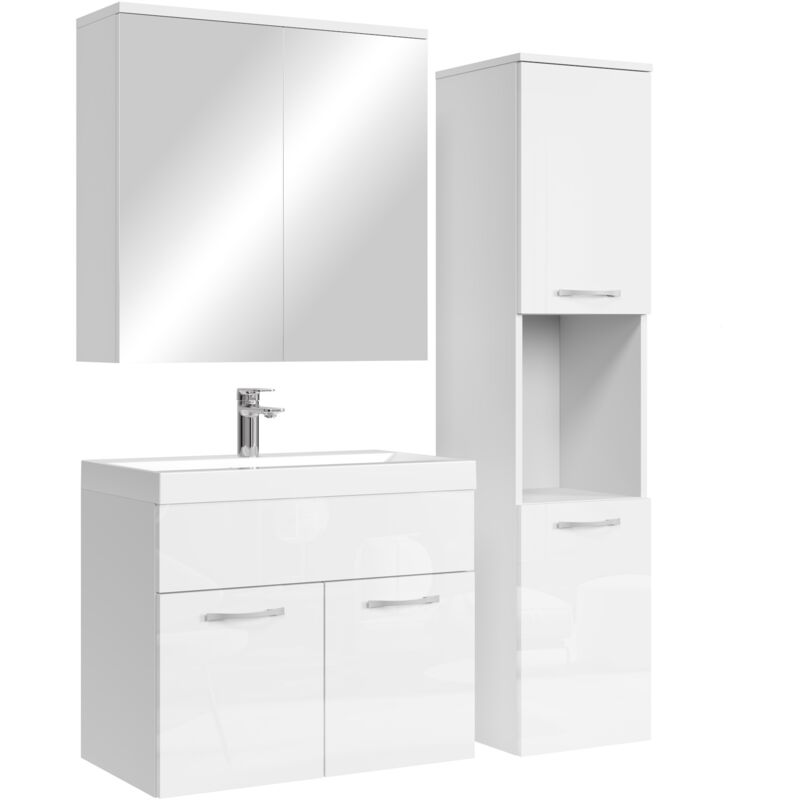 Badplaats - Badezimmer Badmöbel-set Montreal Mit Spiegelschrank 60cm Waschbe