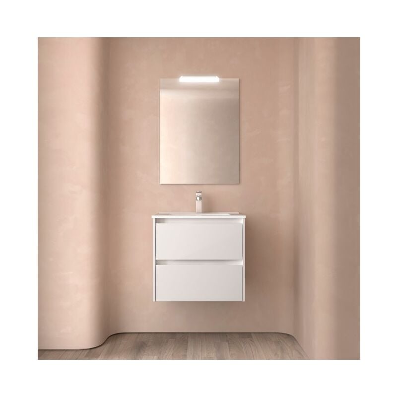 Badezimmer Badmobel 70 Cm Aus Glanzend Weiss Lackiertem Holz Mit Porzellan Waschtisch Standard Sa27338