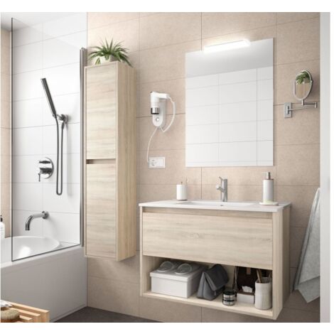 Badezimmer Badmöbel 80 cm aus braun Caledonia Holz mit ...