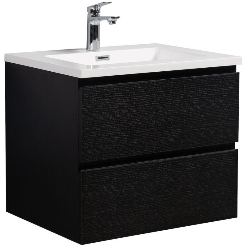 Badplaats Badezimmer Badmöbel-set Angela 60cm - Schwarz Holz - Unterschran