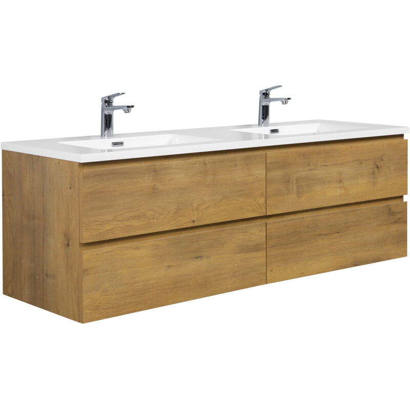 Badplaats Badezimmer Badmöbel-set Angela 160cm - Eiche - Unterschrank Schr
